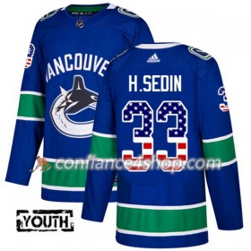 Adidas Maillot de Hockey Vancouver Canucks Henrik Sedin 33 2017-2018 Bleu USA Flag Fashion Authentic - Enfant